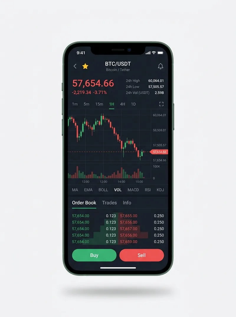 A mesma vista do portefólio num ecrã de telemóvel